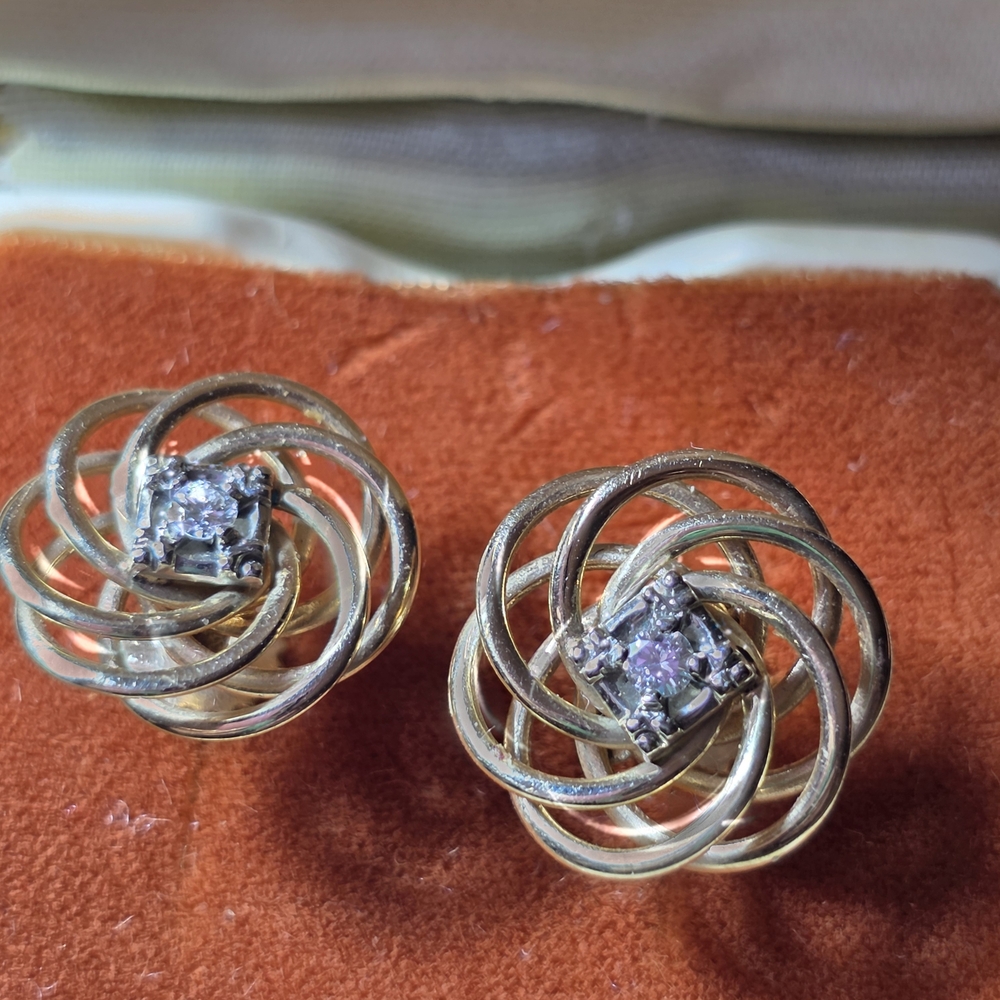 Elegant 14kt Gold and Diamond  Swirl Earrings
